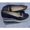 HIT SKÓRZANE buty damskie baletki granat 40