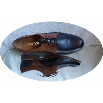 -40% skórzane BUTY męskie granat brąz 40