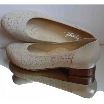 SKÓRZANE BALETKI beż azurowe tęgość H nr 39