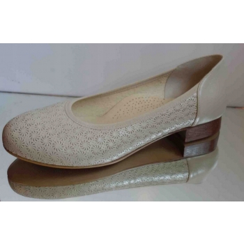 SKÓRZANE BALETKI beż azurowe tęgość H nr 40