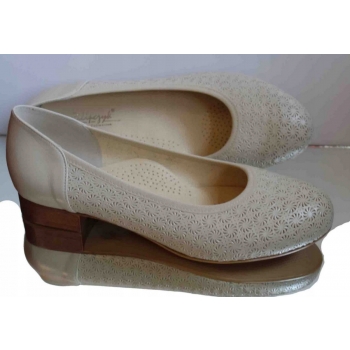 SKÓRZANE BALETKI beż azurowe tęgość H nr 40