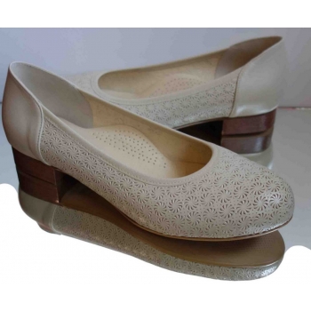 SKÓRZANE BALETKI beż azurowe tęgość H nr 40