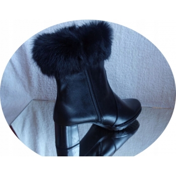 SKÓRZANE BOTKI szerokie tęgośc H OBCAS 6 cm 41