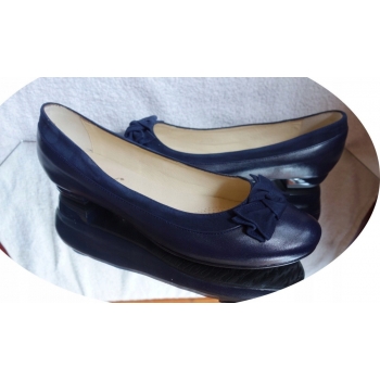 SKÓRZANE BALETKI granat na szeroką stopę haluks 43