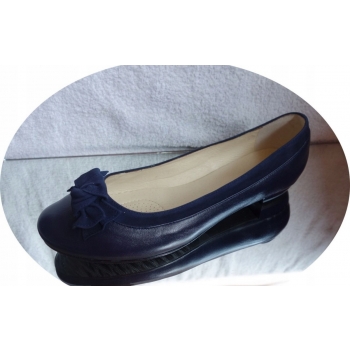 SKÓRZANE BALETKI granat na szeroką stopę haluks 43