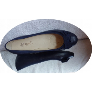 SKÓRZANE BALETKI granat na szeroką stopę haluks 43