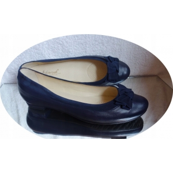 SKÓRZANE BALETKI granat na szeroką stopę haluks 43