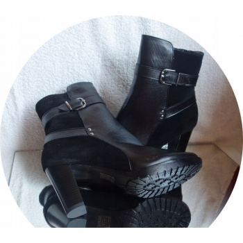 SKÓRZANE BOTKI szerokie tęgośc H OBCAS 9 CM 38