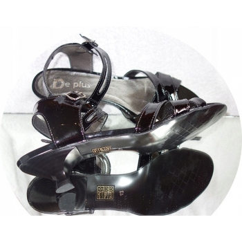 -40% SKÓRZANE sandały czarne SZERSZE lakier 42