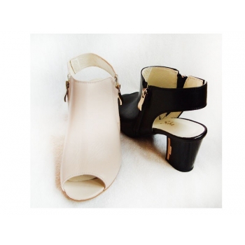 Skórzane sandałki FASHION obcas G H czarny 34