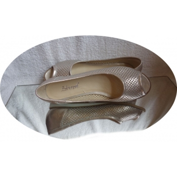 SKÓRZANE BALETKI złoto azurowe tęgość H nr 41