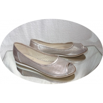 SKÓRZANE BALETKI złoto azurowe tęgość H nr 44