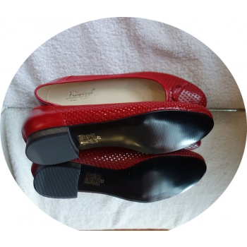 SKÓRZANE BALETKI czer-y na szeroką stopę haluks 42