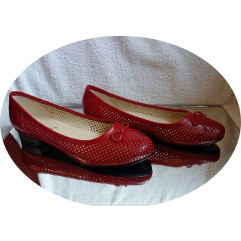 SKÓRZANE BALETKI czer-y na szeroką stopę haluks 42