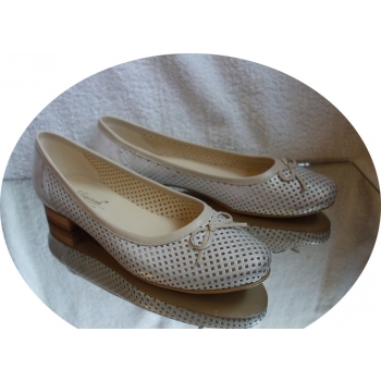 SKÓRZANE BALETKI złoto na szeroką stopę haluks 45