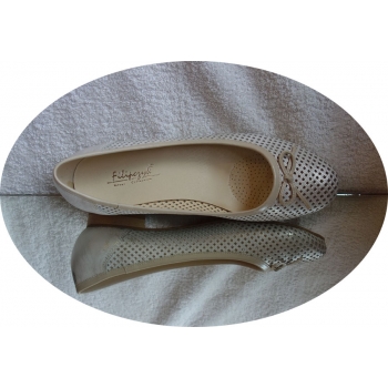 SKÓRZANE BALETKI złoto na szeroką stopę haluks 42