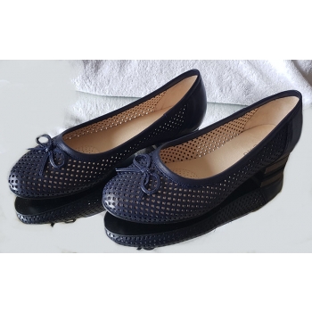 SKÓRZANE BALETKI granat na szeroką stopę haluks 41