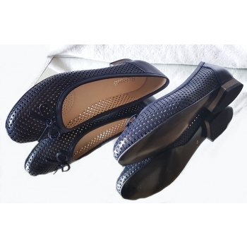 SKÓRZANE BALETKI granat na szeroką stopę haluks 41