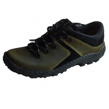 SKÓRZANE TREKINGI zielony szerokie WYGODNE 37