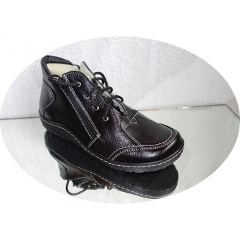 HIT SKÓRZANE TRZEWIKI ZAMEK damskie GRANAT 38