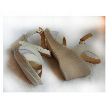 SKÓRZANE sandały beż tęgośc G i H 36