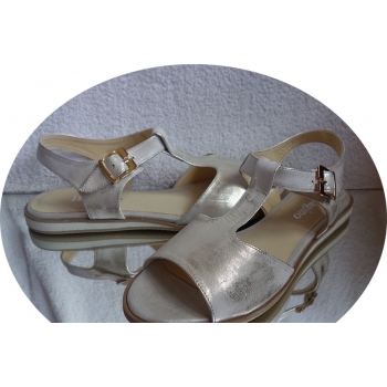 -20% wyprz. SKÓRZANE sandały złote Tęgośc H 43