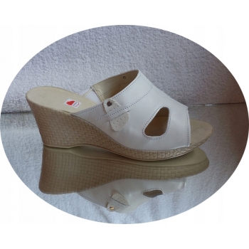 SKÓRZANE klapki tęgość 2 x H białe SZEROKIE 37