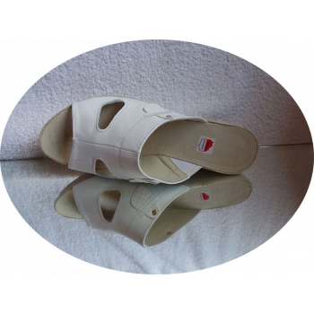 SKÓRZANE klapki tęgość 2 x H białe SZEROKIE 37