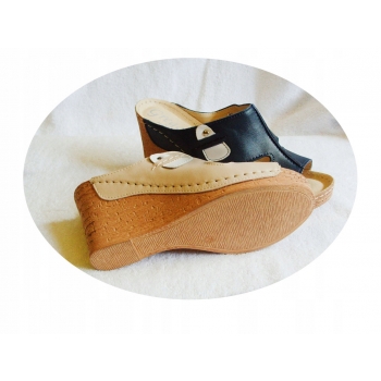 SKÓRA klapki granat beż TĘGOŚĆ G XXXX 40