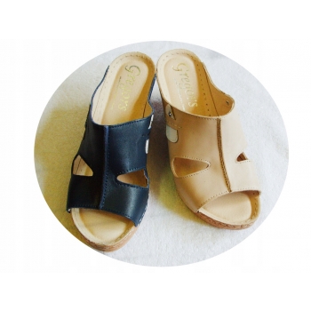 SKÓRA klapki granat beż TĘGOŚĆ G XXXX 40