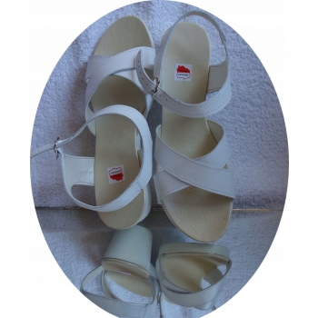 HIT SKÓRZANE sandały tęgośc H białe 36