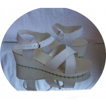 HIT SKÓRZANE sandały tęgośc H białe 36