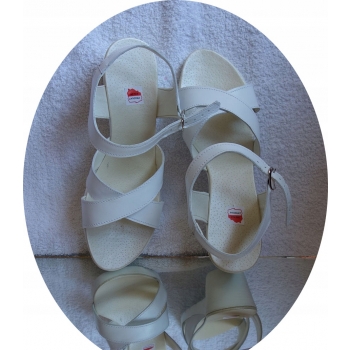 HIT SKÓRZANE sandały tęgośc H białe 40