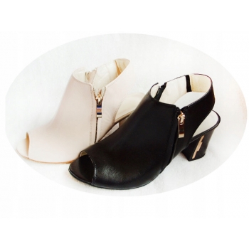 skórzane sandałki FASHION obcas G H czarne 39