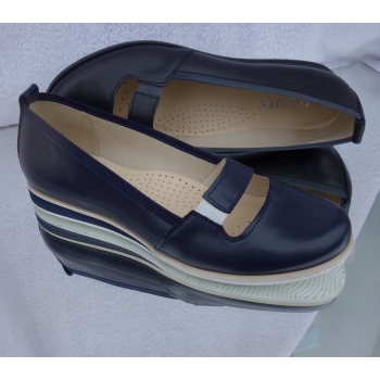 HIT SKÓRZANE buty damskie baletki granat 40
