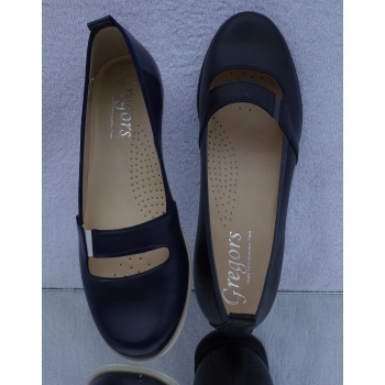 HIT SKÓRZANE buty damskie baletki granat 40