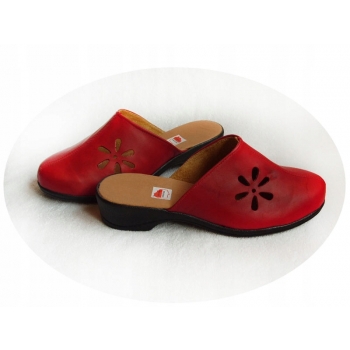 HIT SKÓRZANE czerwone klapki tęgośc H 36