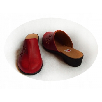 HIT SKÓRZANE czerwone klapki tęgośc H 36