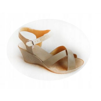 SKÓRZANE sandały tęgośc beżowe G i H 40