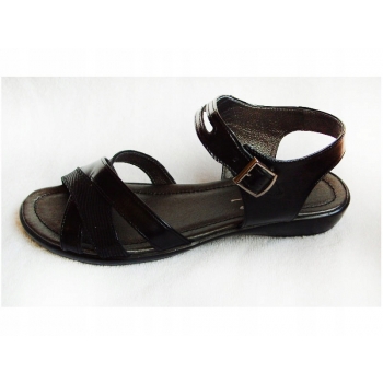 SKÓRZANE sandały czarne TĘGOŚĆ H HALUKSY 42