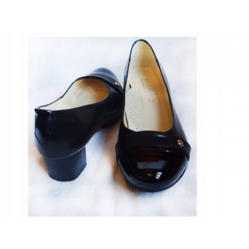 SKÓRZANE czółenko czarne TĘGOŚĆ H HALUKSY 44