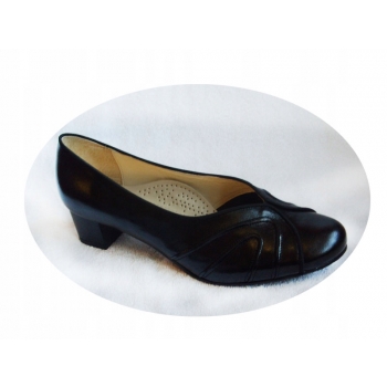 SKÓRZANE czółenko czarne TĘGOŚĆ H HALUKSY 38