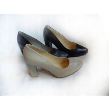 SKÓRZANE czółenko kolory obcas TĘGOŚĆ H granat 38