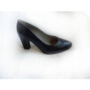 SKÓRZANE czółenko kolory obcas TĘGOŚĆ H granat 39