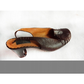 -40% skórzane SANDAŁKI obcas 7 cm brąz