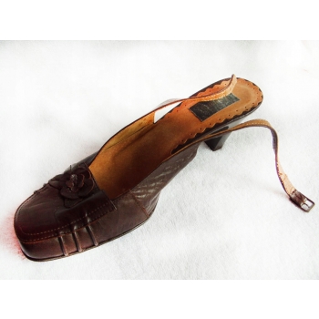 -40% skórzane SANDAŁKI obcas 7 cm brąz