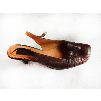 -40% skórzane SANDAŁKI obcas 7 cm brąz