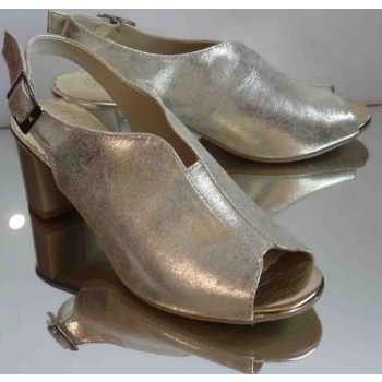 Skórzane sandałki FASHION obcas G H złote 41