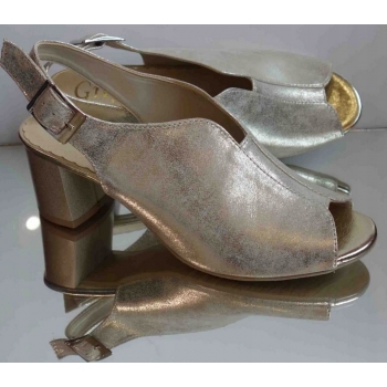 Skórzane sandałki FASHION obcas G H złote 41
