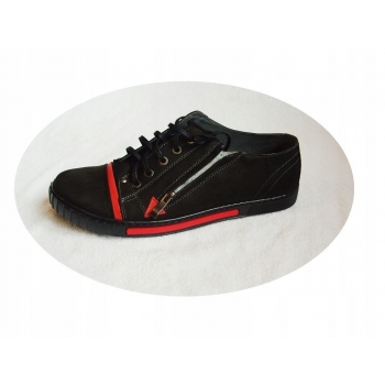 POLSKIE skorzane PÓŁTRAMPKI BEŻ CZARNY GRANAT 44